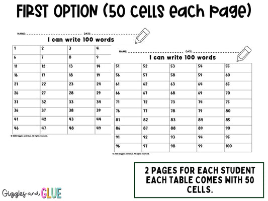100 Days of School I Can Write 100 Words ELA Worksheets 100th Day of School Printable Activity