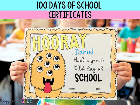 100 Days of School Certificates 100th Day of School Student Award Classroom Activity For 100 Days Of School Printables PDF Download