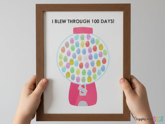 100 Days of School Blown By Classroom Activity, Fingerprint craft project for Kids, 100th day of school DIY kid craft, Gumball Machine